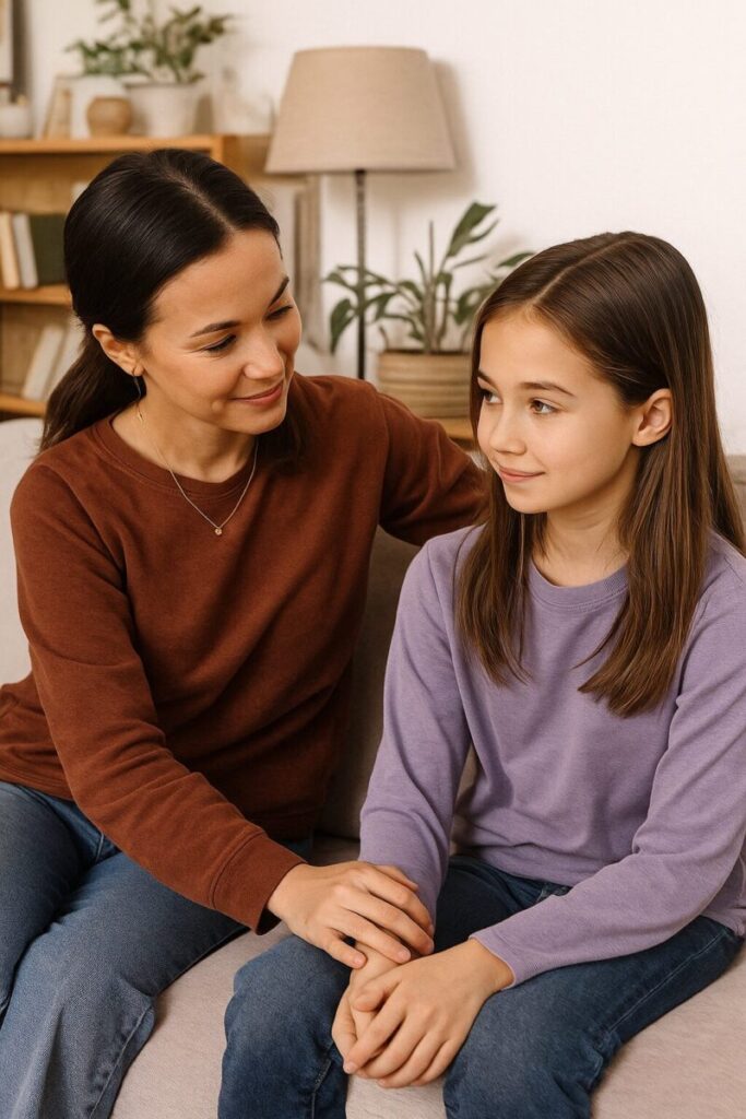 Mother and daughter sharing a moment.