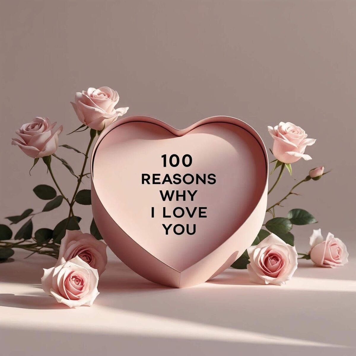 a heart shaped box with roses 100 reasons why i love you