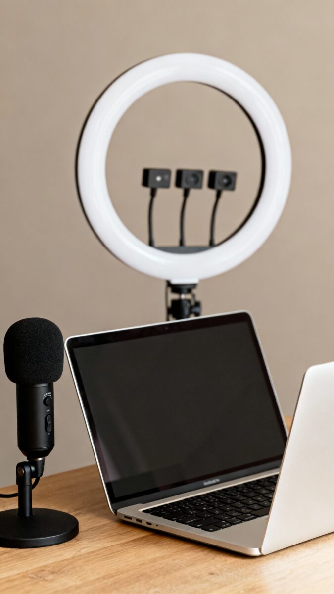 budget-friendly creator toolkit: laptop, mic, ring light