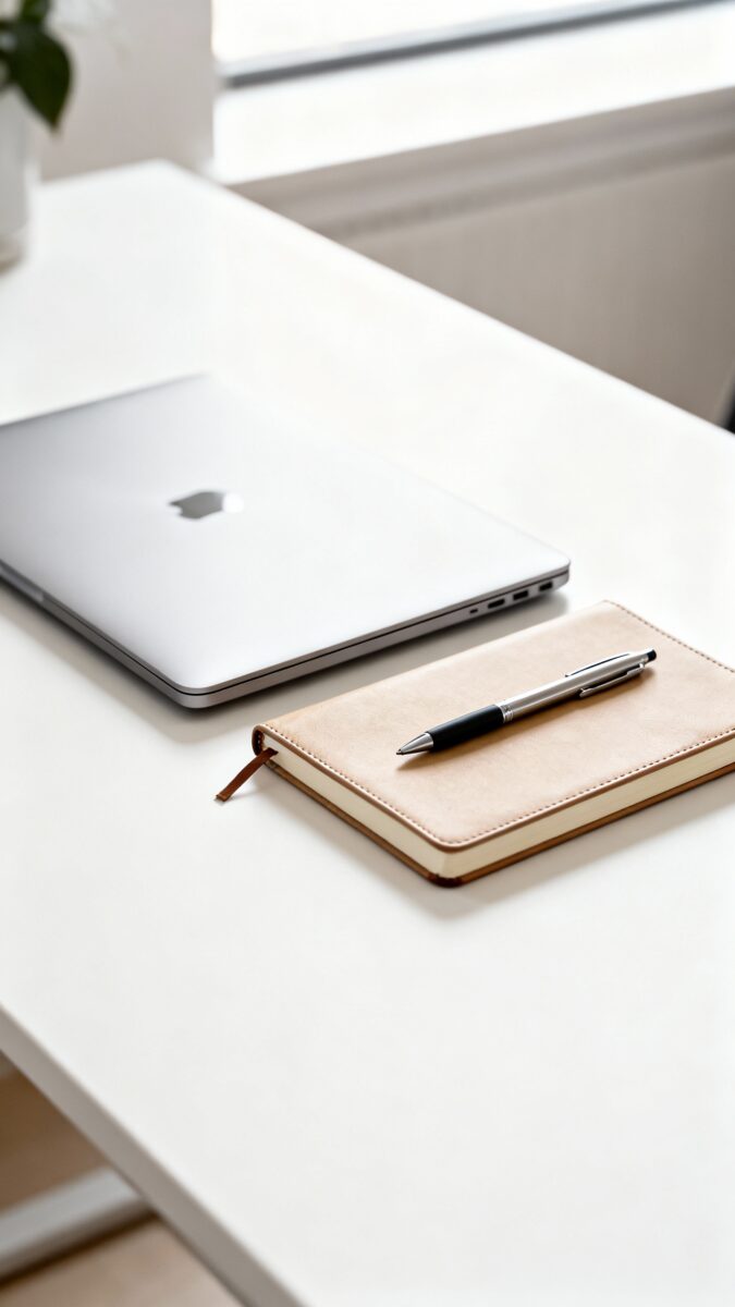 tidy workspace with three essential tools labeled and organized