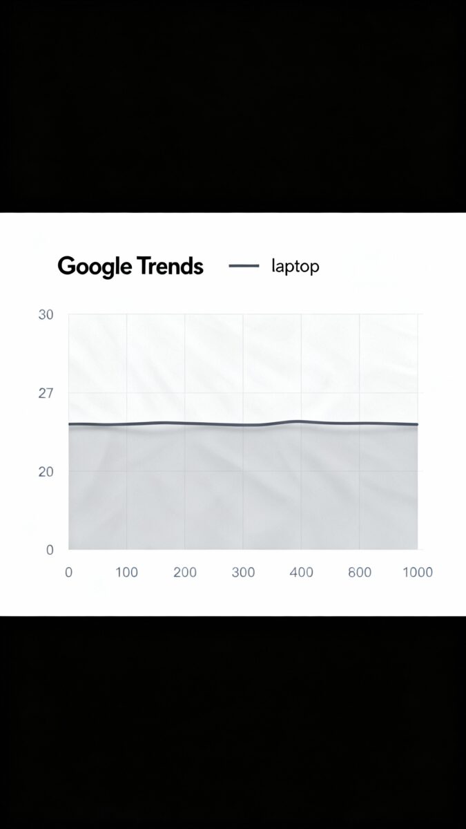 Google Trends chart showing steady interest line on laptop