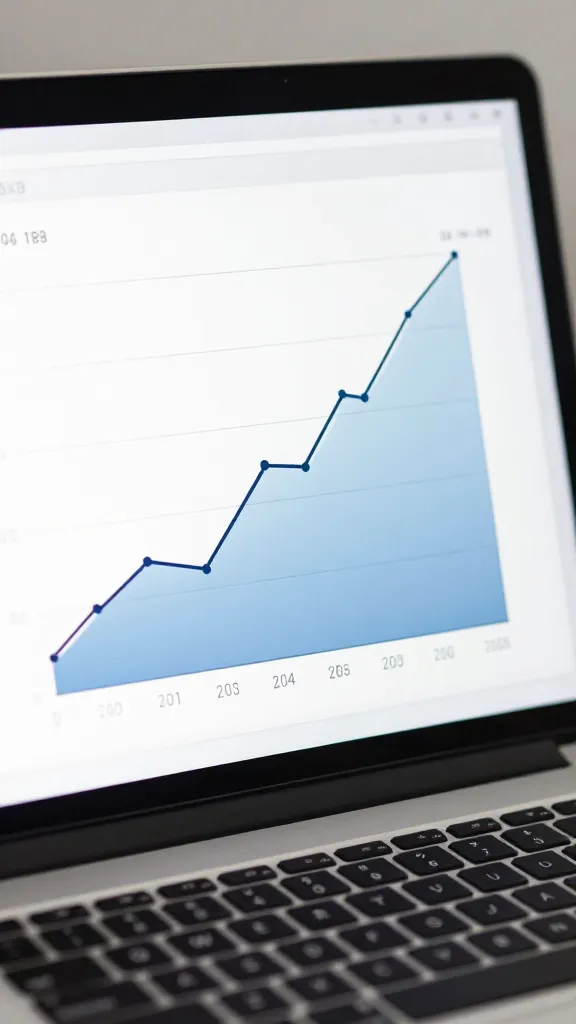 closeup of an AI-generated ad performance chart on laptop