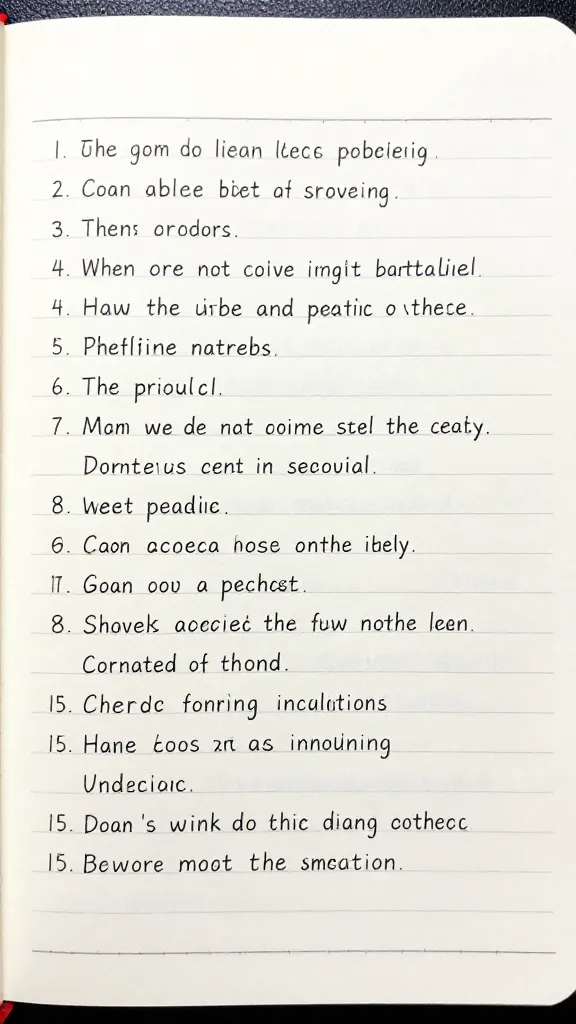 Closeup of a notebook with AI-generated lean problem statements on a single page