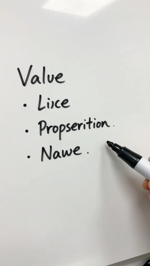 Closeup of a whiteboard with one value proposition sketch and a marker
