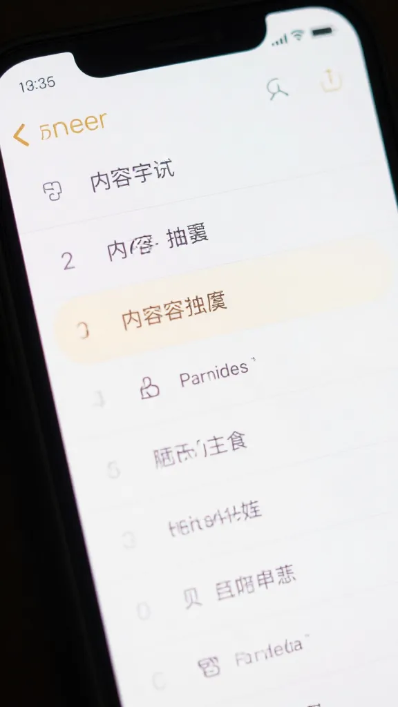 closeup of a smartphone screen showing a content idea list with a single highlighted item