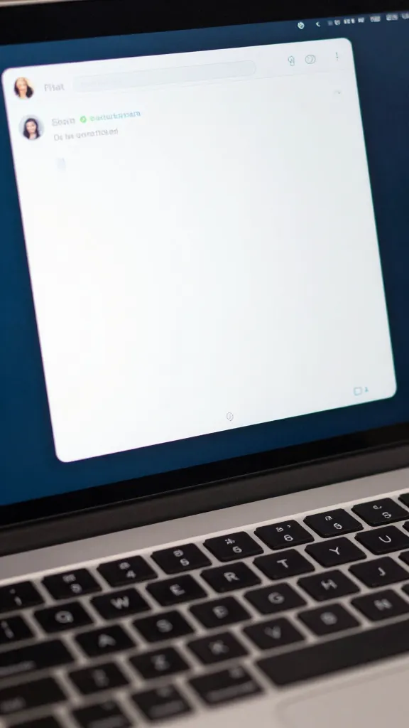 Closeup of a laptop keyboard with AI chat window on screen