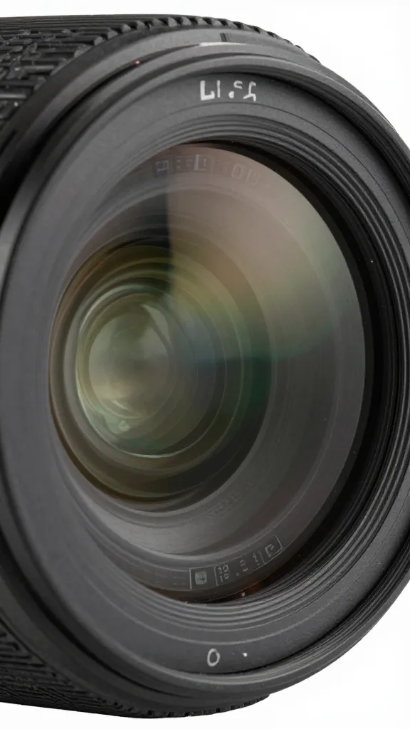 Closeup of a DLSR camera lens with a digital calendar UI reflected in glass