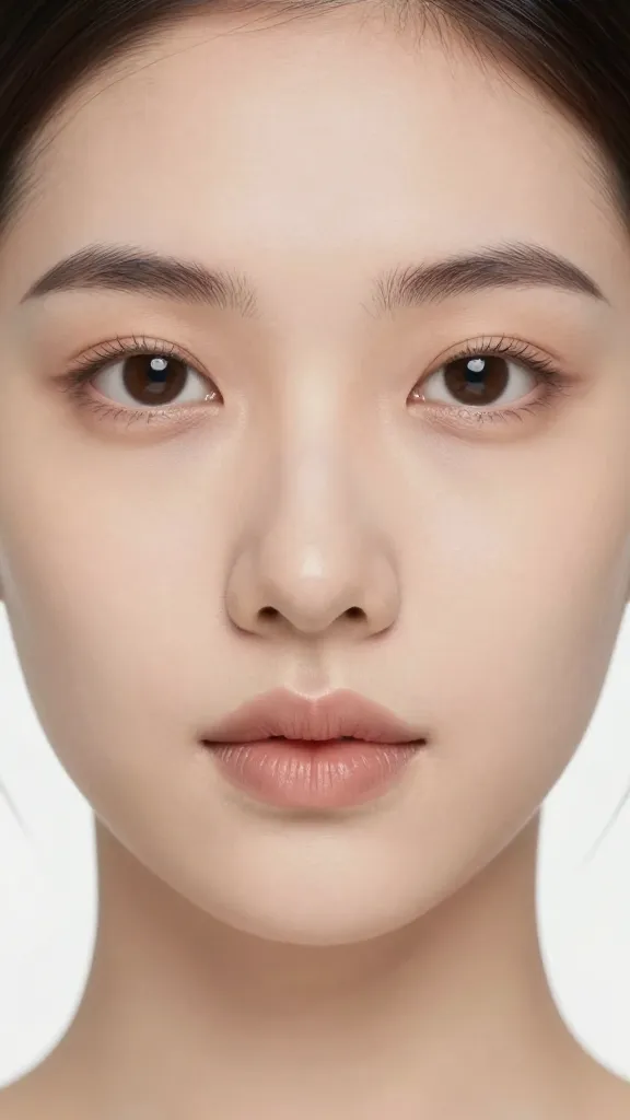 Closeup of a single AI avatar face under crisp neutral light