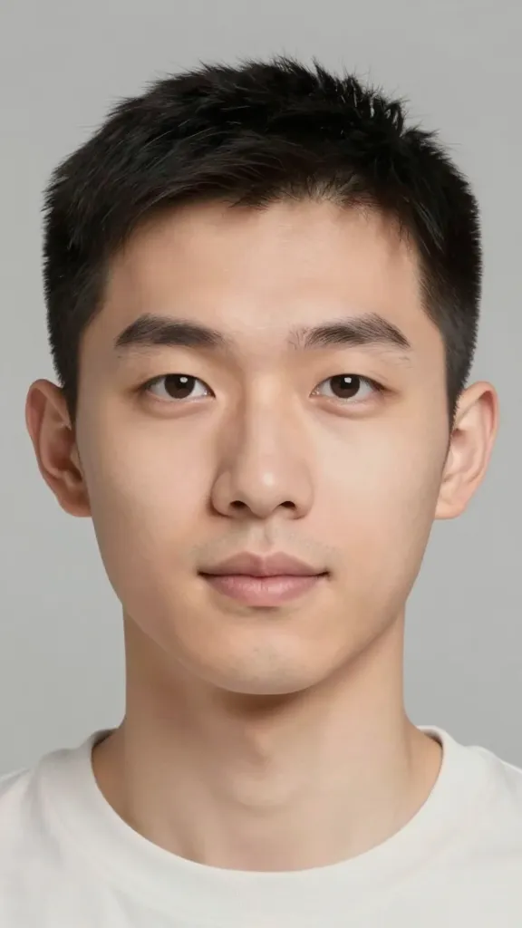 closeup of a single AI video avatar headshot on a neutral backdrop