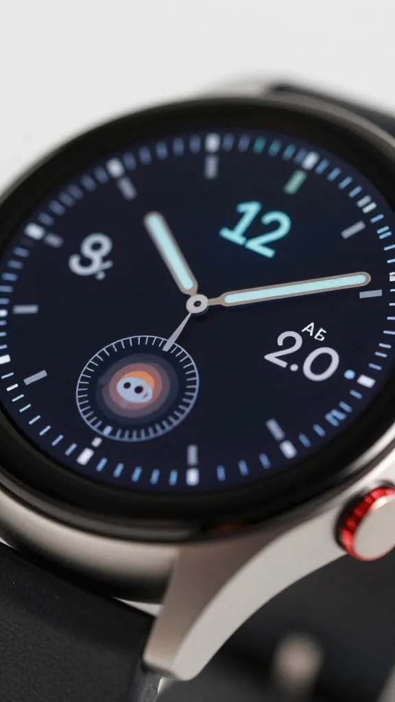 closeup of holographic smartwatch displaying AI analytics