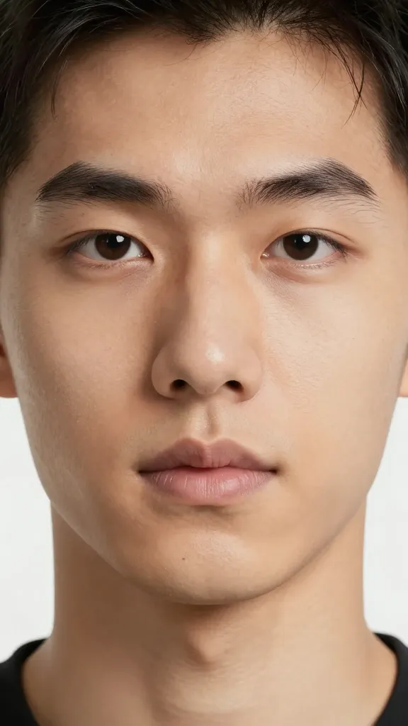 closeup of an AI avatar headshot with sharp jawline, natural skin tones